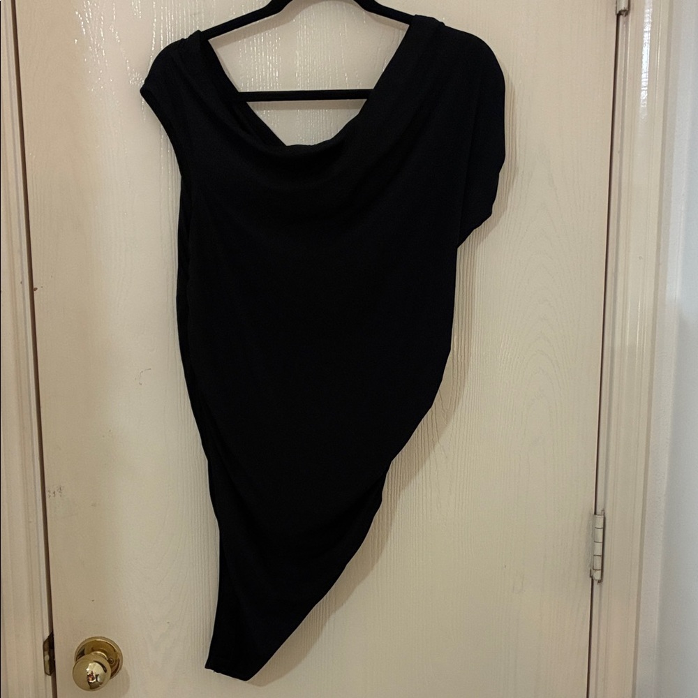 Elegant Black Draped Bodysuit